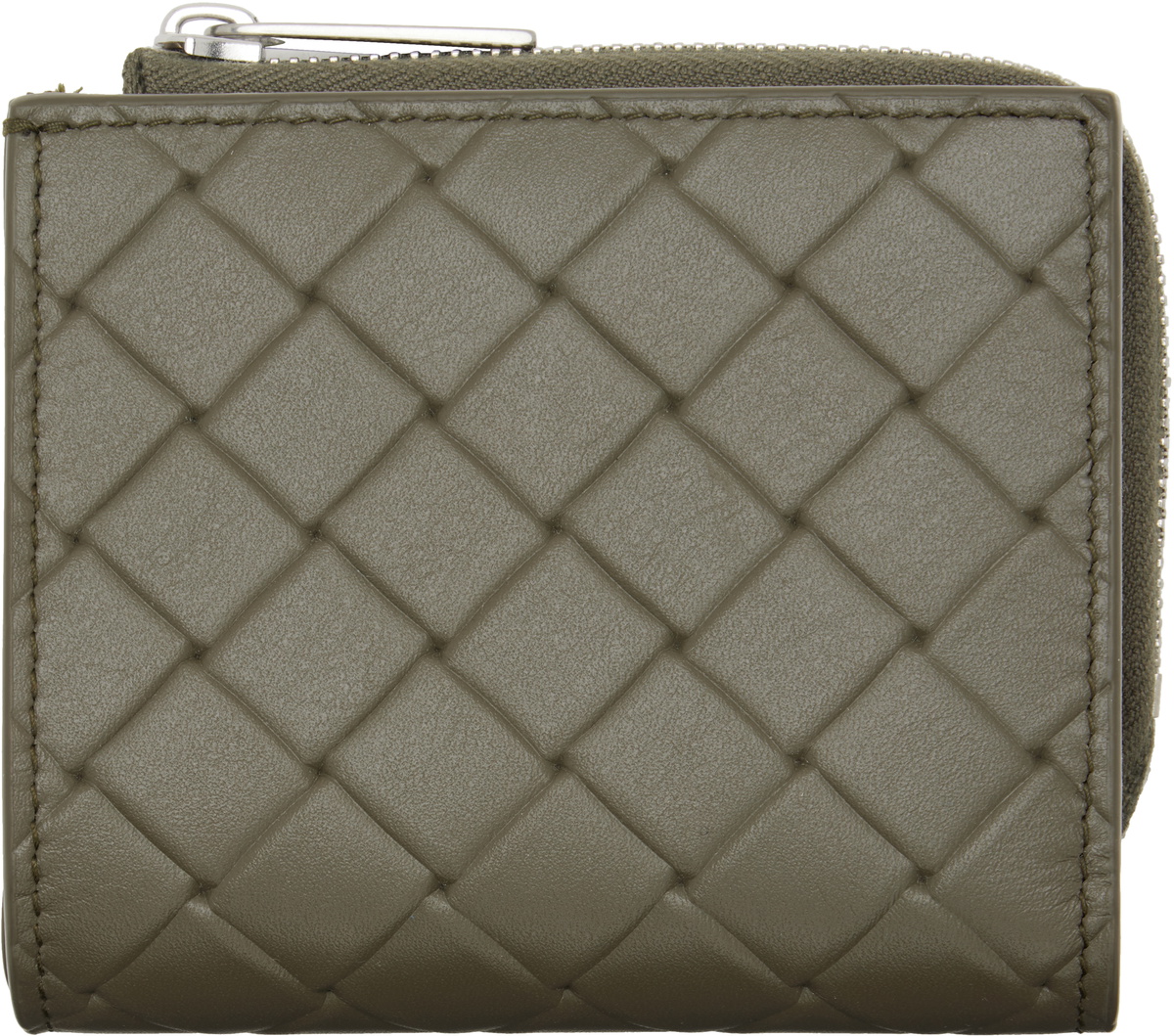 Bottega Veneta Khaki Intrecciato Stamp Bi-Fold Wallet