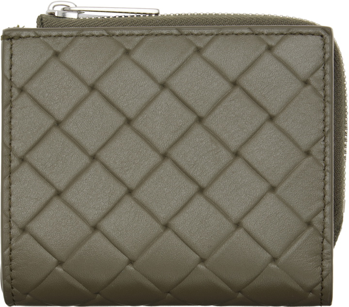 Photo: Bottega Veneta Khaki Intrecciato Stamp Bi-Fold Wallet
