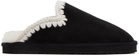 Mou Black Stitch Slippers