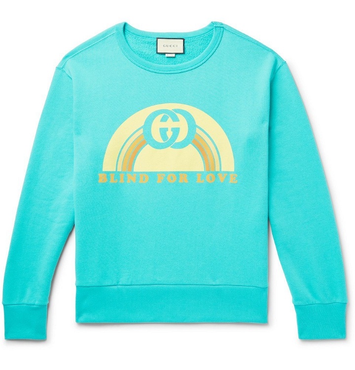Photo: Gucci - Printed Loopback Cotton-Jersey Sweatshirt - Men - Turquoise