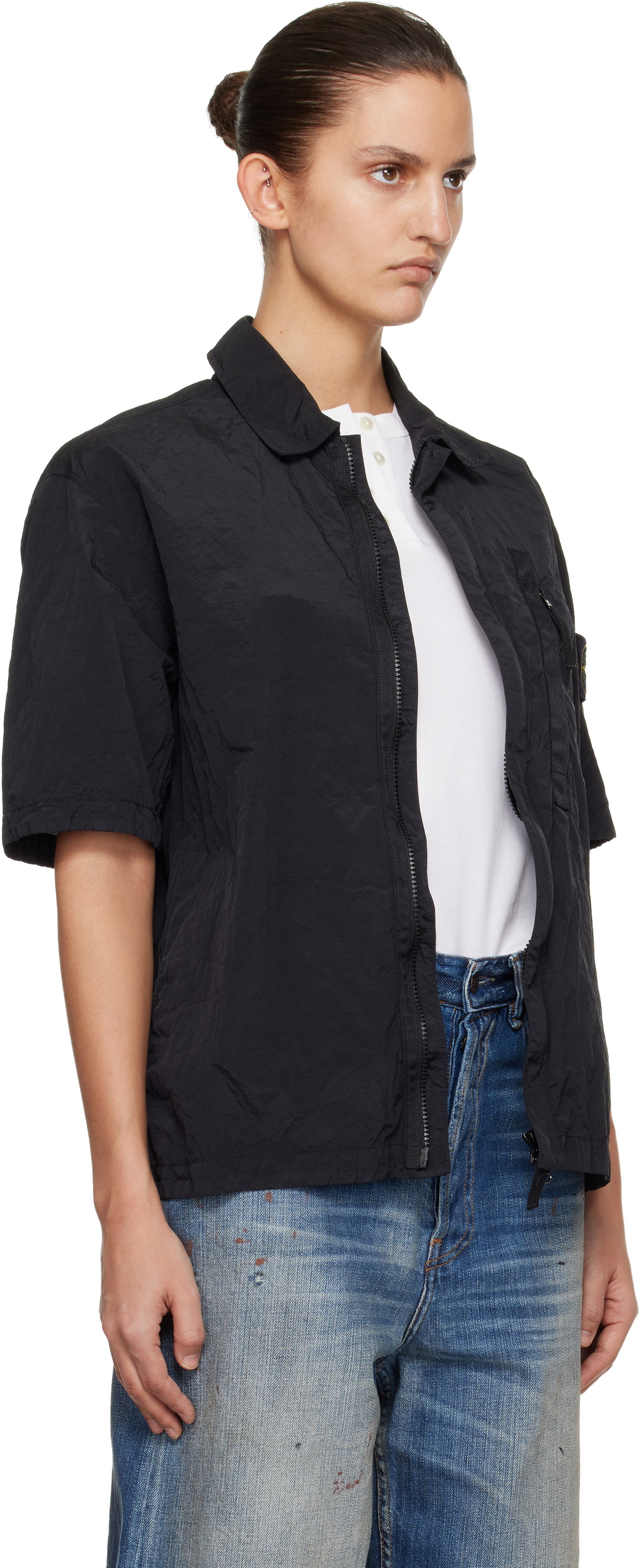 Stone Island Black 1200028 Nylon Metal ECONYL Shirt