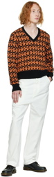 AMI Alexandre Mattiussi Black & Orange Jacquard Sweater