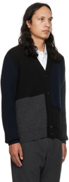 Brioni Navy & Black Paneled Cardigan