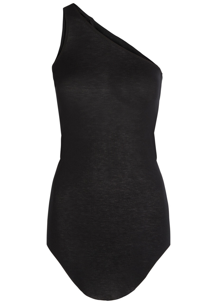 Rick Owens Lilies One-shoulder Fine-knit Tank Black