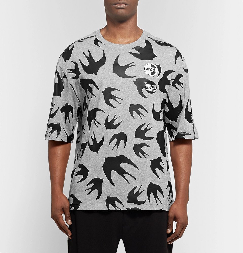 McQ Alexander McQueen - Oversized Logo-Appliquéd Printed Cotton-Jersey  T-Shirt - Men - Gray McQ Alexander McQueen