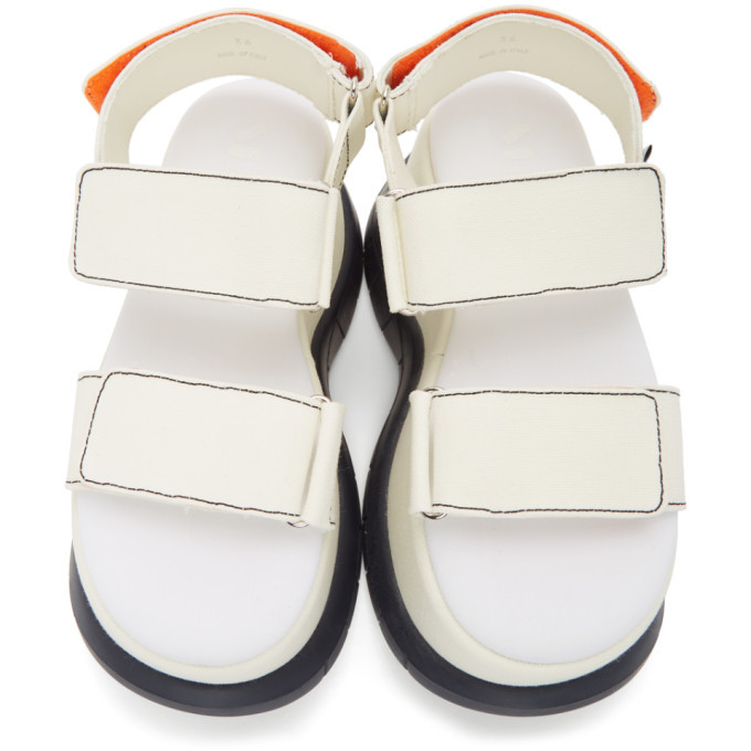 Sunnei Off White Canvas Low Platform Sandals Sunnei