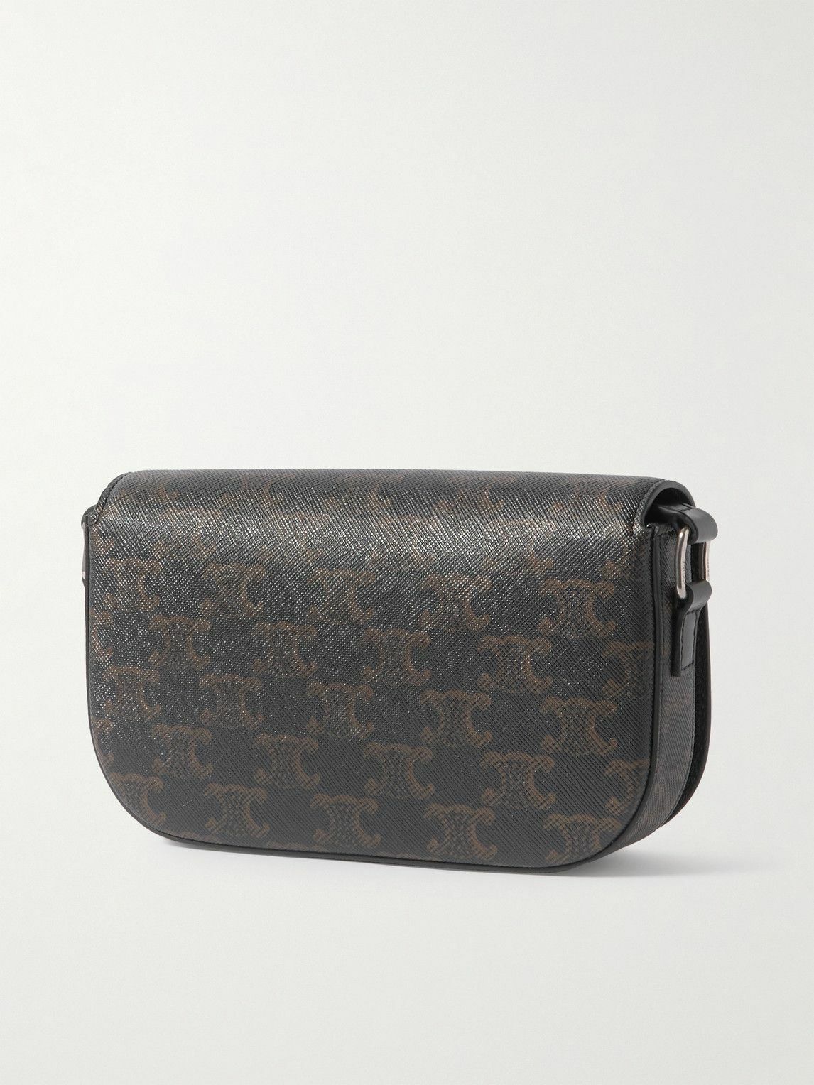 CELINE - Triomphe Leather-Trimmed Logo-Print Coated-Canvas Messenger Bag