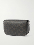 CELINE - Triomphe Leather-Trimmed Logo-Print Coated-Canvas Messenger Bag