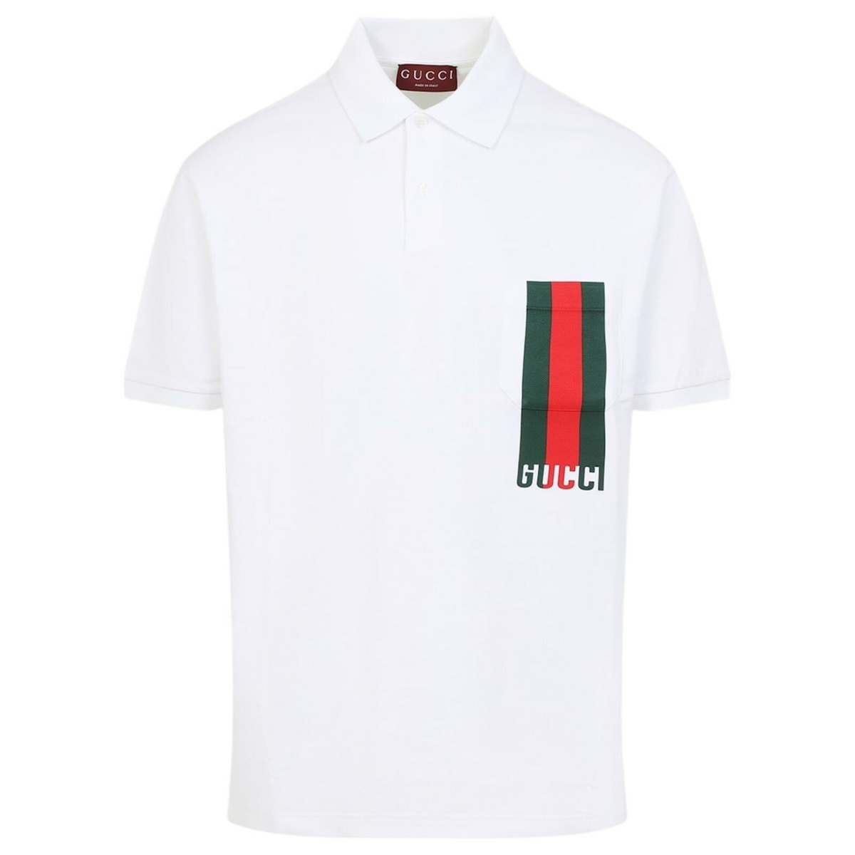 GUCCI - Stretch Cotton Polo Shirt W/ Web Detail Gucci