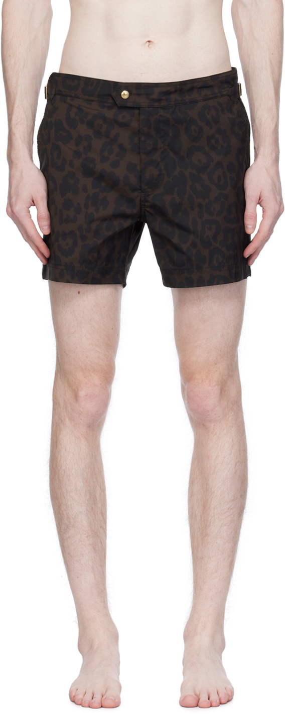 TOM FORD Brown Print Swim Shorts TOM FORD