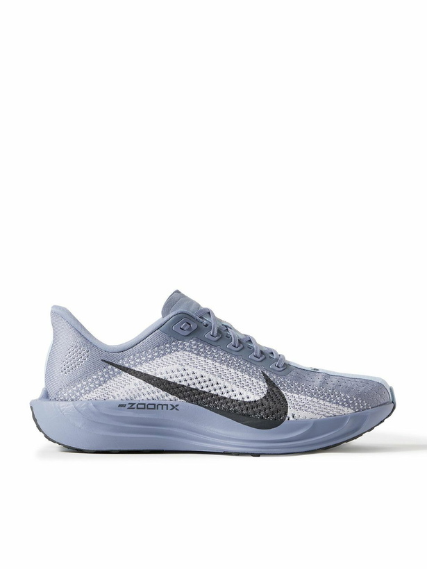 Photo: NIKE RUNNING - Pegasus Plus Canvas-Trimmed Flyknit Sneakers - Gray