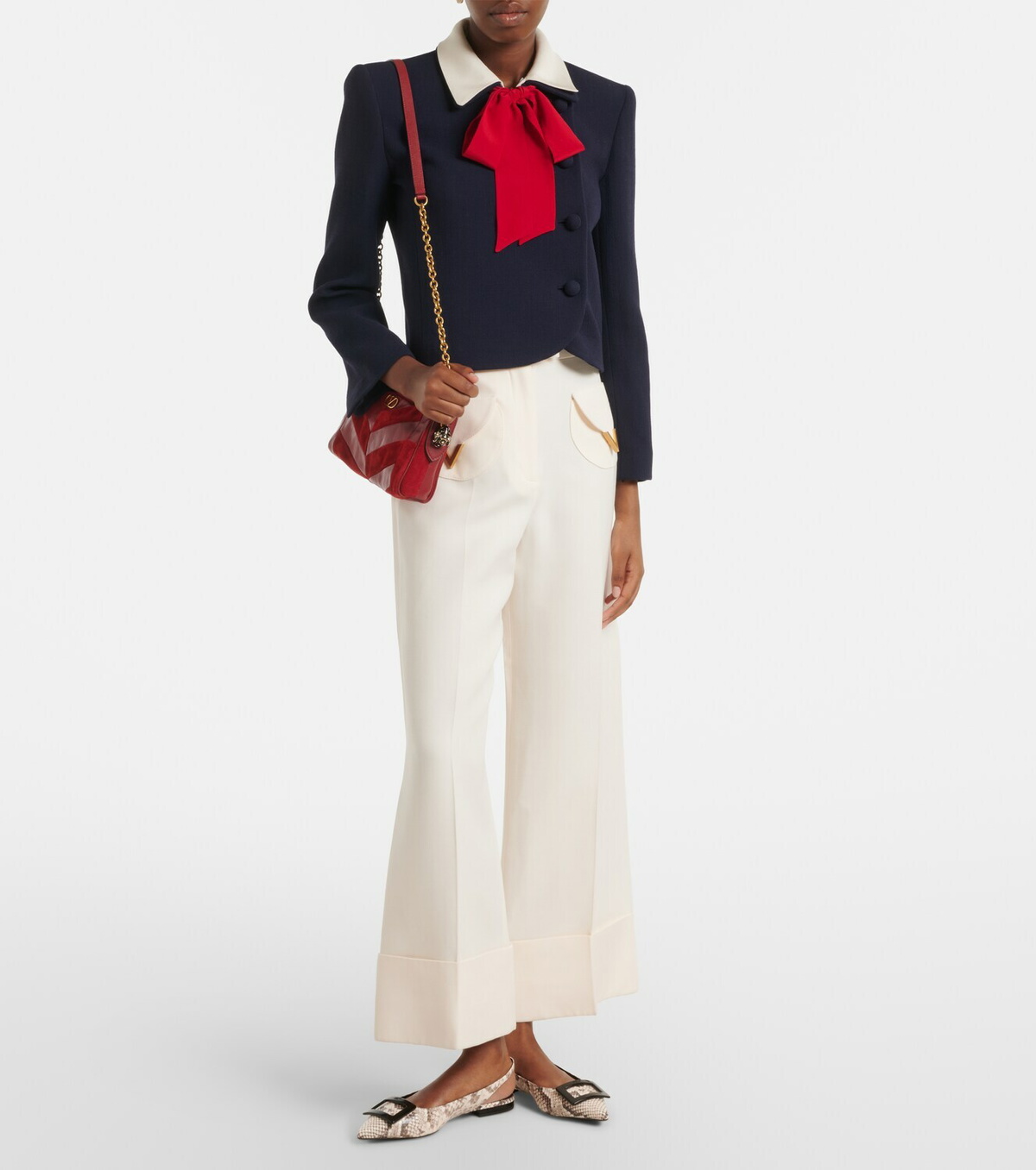 Roger Vivier Gommettine snake-effect leather slingback flats