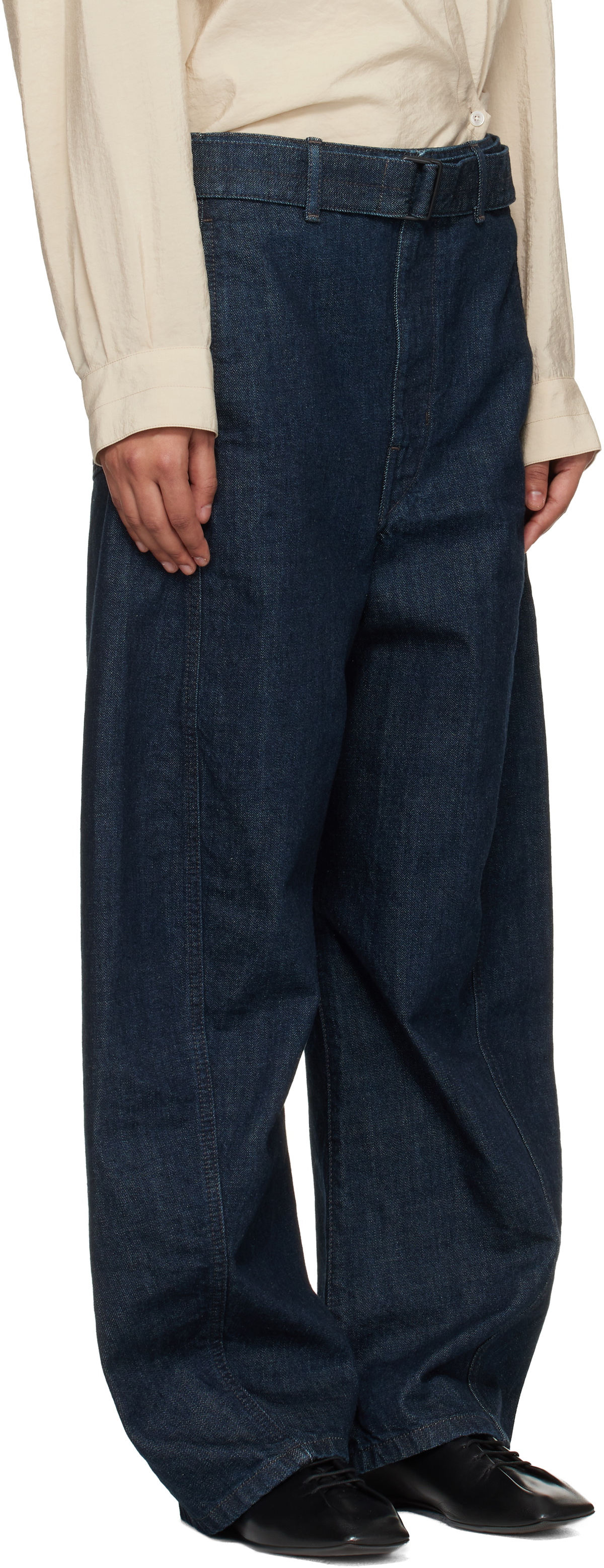 LEMAIRE Navy Twisted Belted Jeans