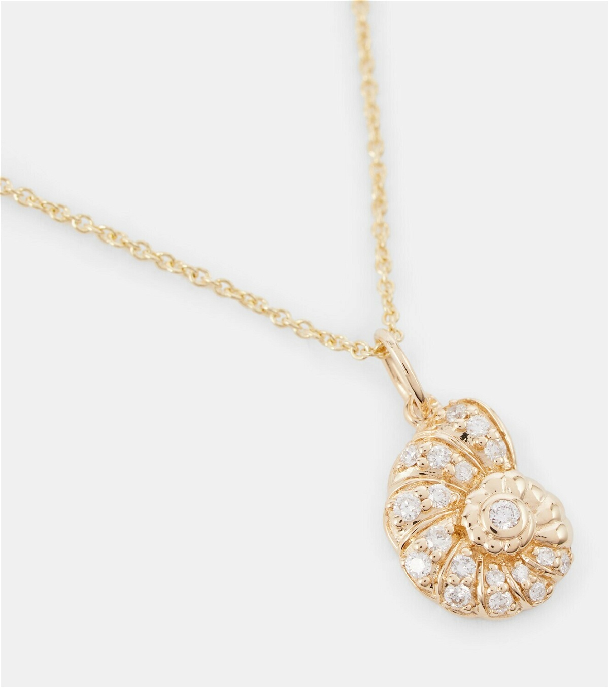 Sydney Evan Nautilus Shell 14kt gold pendant necklace with diamonds
