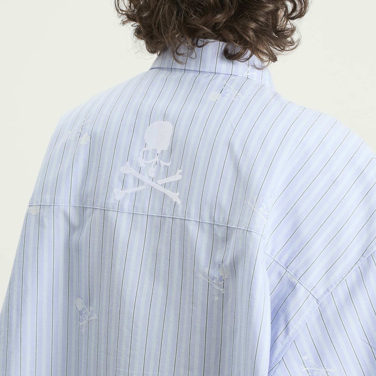MASTERMIND WORLD Men's Loose Fit Multi Stripe Shirt in Light Blue
