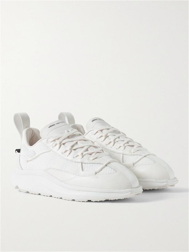 Photo: Y-3 - Shiku Run Leather-Trimmed Mesh Sneakers - White
