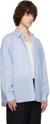 Solid Homme Blue Cotton Nylon Stripe Shirt