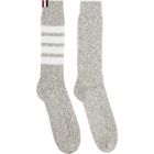 Thom Browne Grey Chunky Rib 4-Bar Mid-Calf Socks