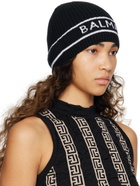 Balmain Black Striped Beanie