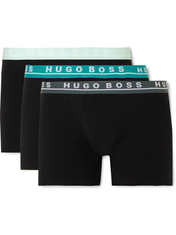 Photo: HUGO BOSS - Three-Pack Stretch-Cotton Boxer Briefs - Black