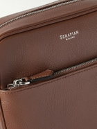 Serapian - North South Leather-Trimmed Logo-Print Coated-Canvas Messenger Bag
