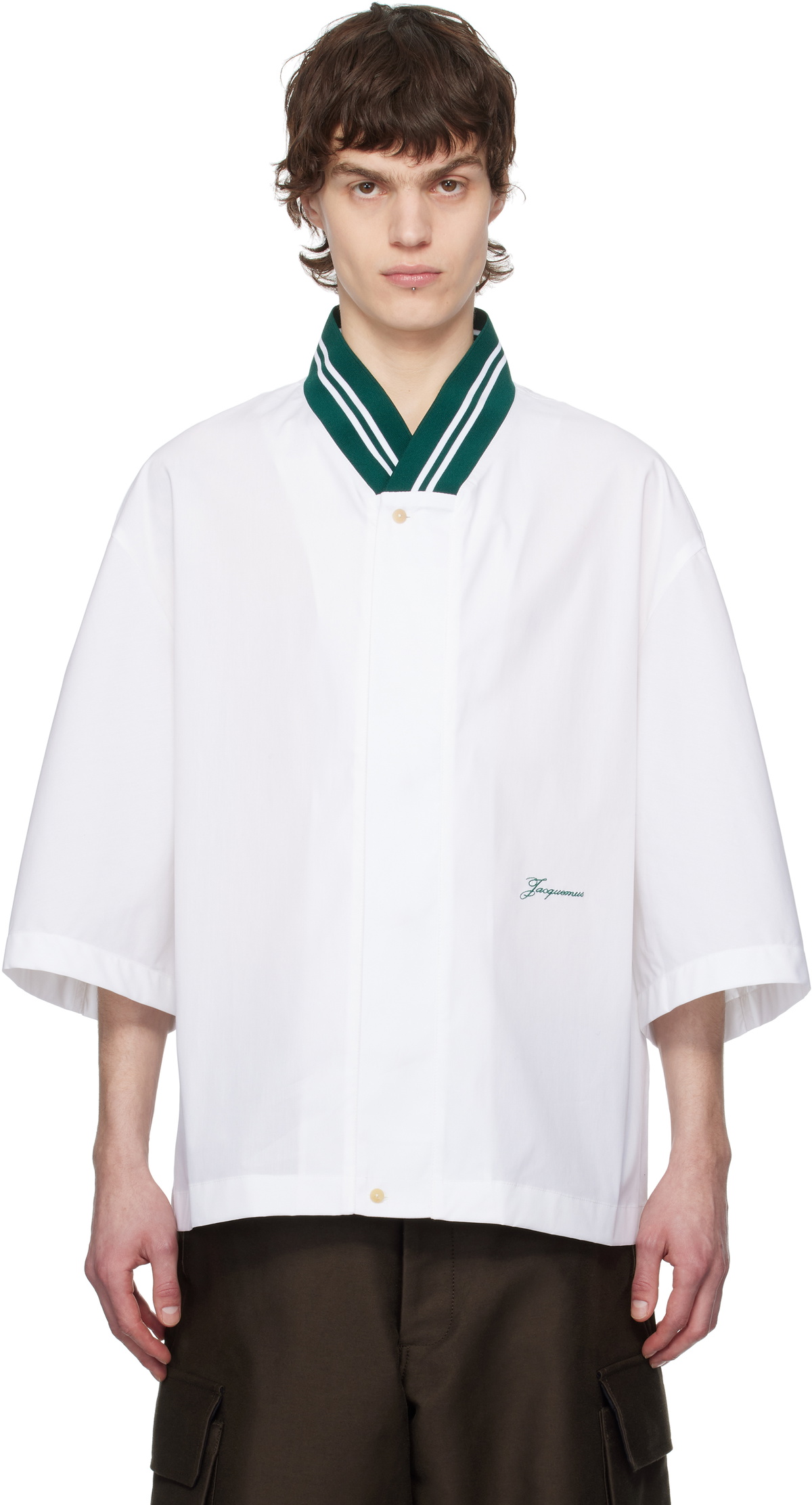 JACQUEMUS White La Croisière 'The Baseball short-sleeve' Shirt