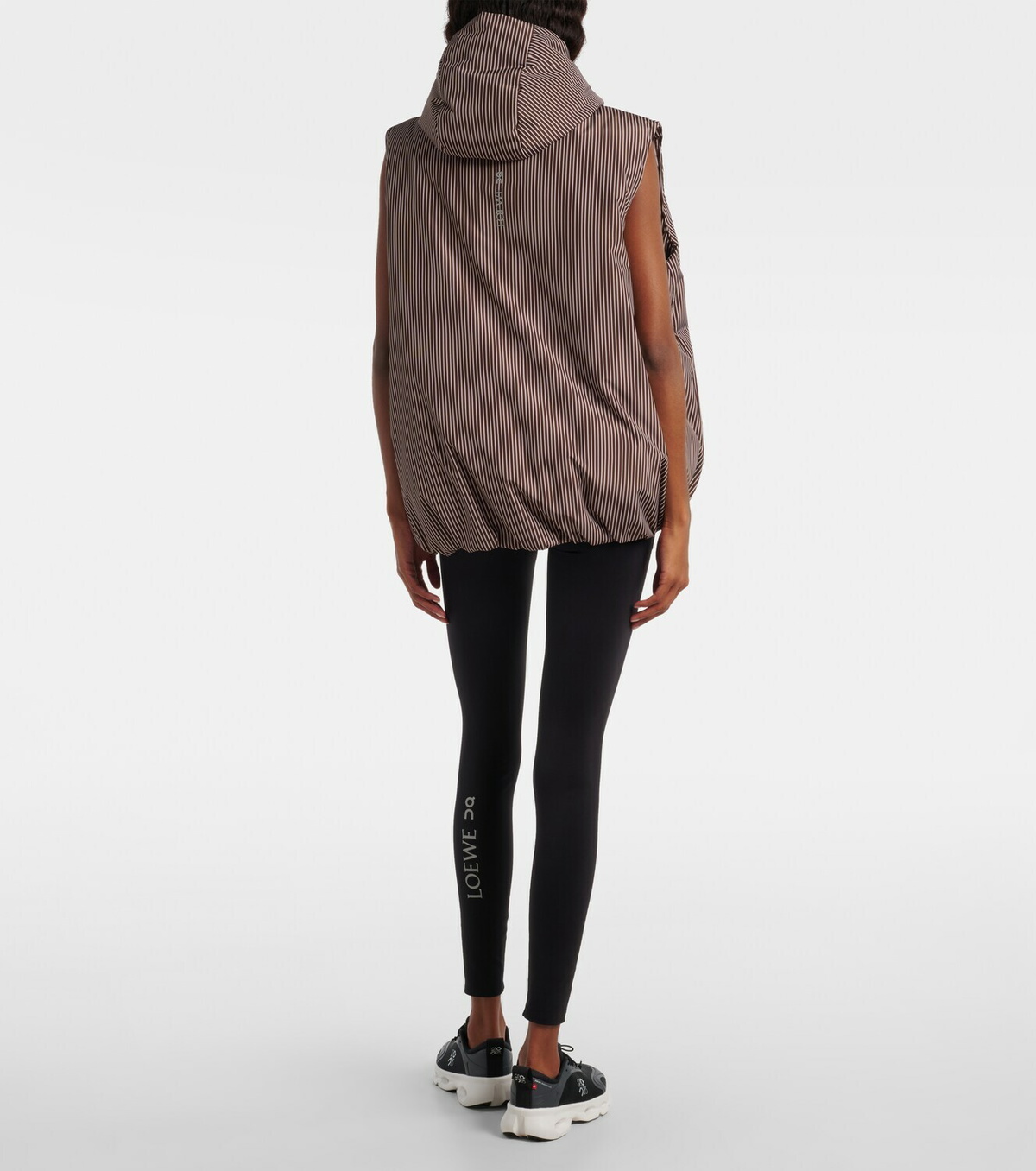 Loewe x On hooded striped puffer vest