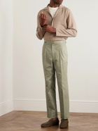 Stòffa - Tapered Pleated Cotton-Twill Trousers - Green