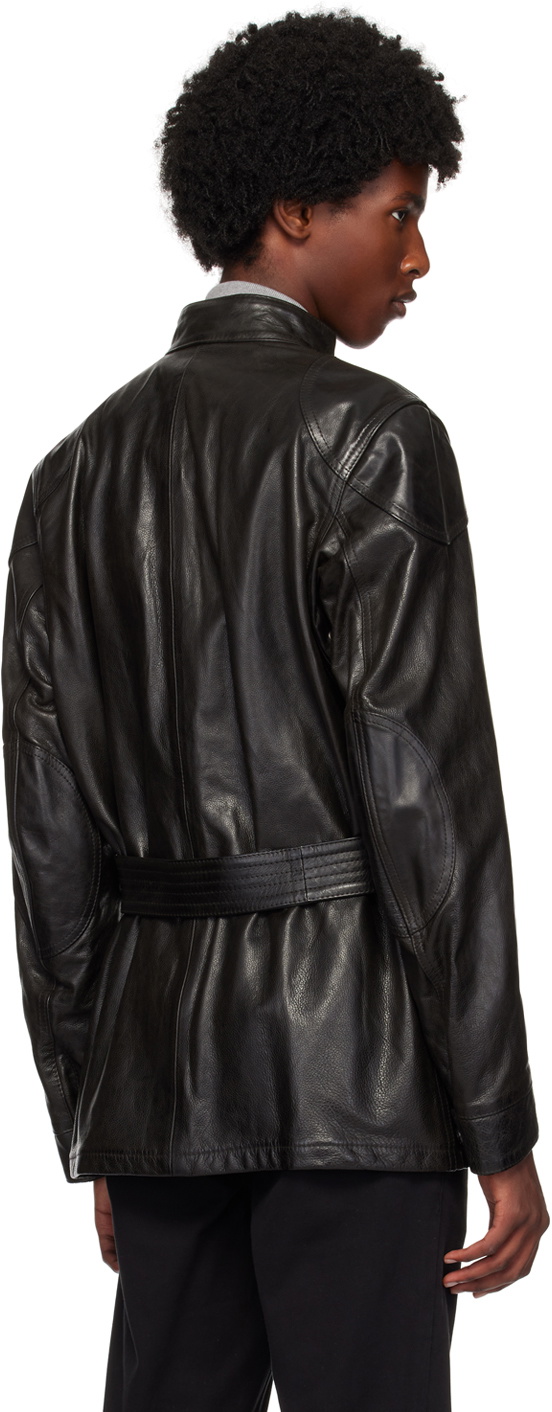 Belstaff Black Trailmaster Panther Leather Jacket