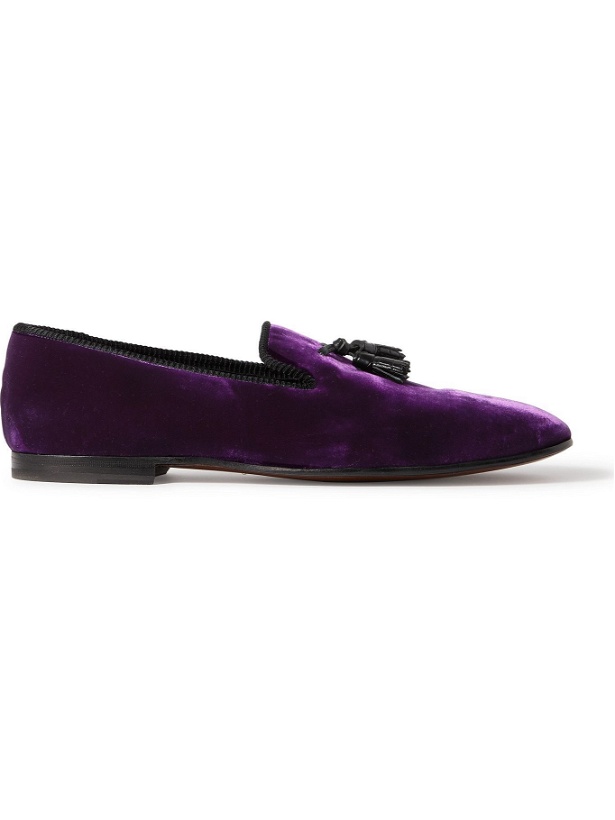 Photo: TOM FORD - William Tasselled Leather-Trimmed Velvet Loafers - Purple