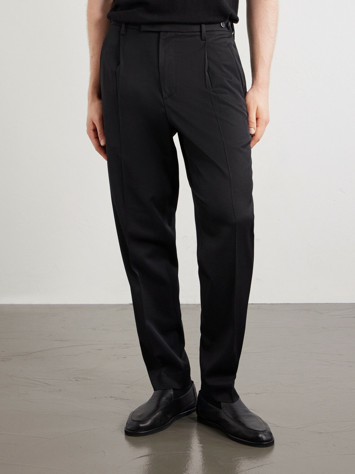 Barena - Straight-Leg Pleated Wool-Blend Gabardine Trousers - Black