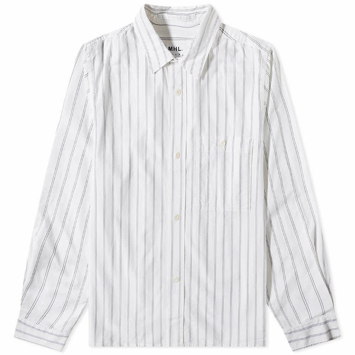 Photo: MHL by Margaret Howell Men's MHL. by Margaret Howell Overall Shirt in Off White/Grey