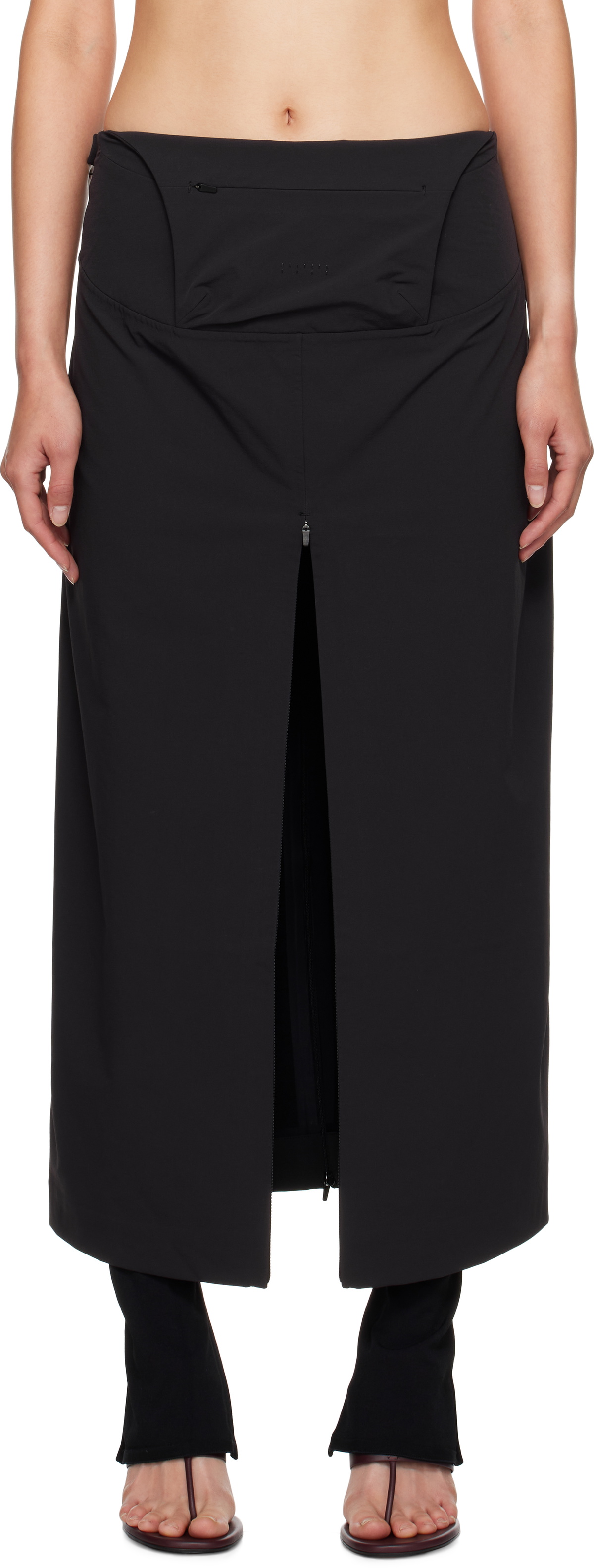 JOHANNA PARV Black Tech Midi Skirt