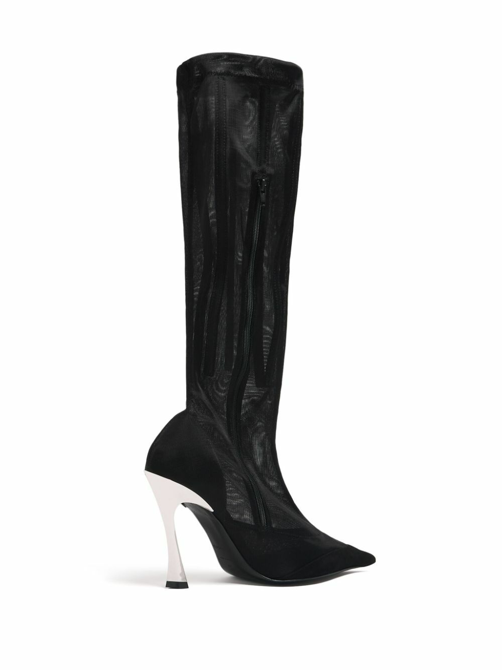Mugler Black Fang 95 Mesh Knee-High Boots Mugler