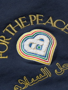 Casablanca - For The Peace Embroidered Organic Cotton-Jersey Drawstring Shorts - Blue