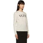 Valentino White Wool and Cashmere VLTN Sweater
