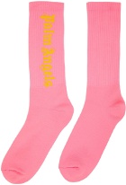Palm Angels Pink Logo Socks