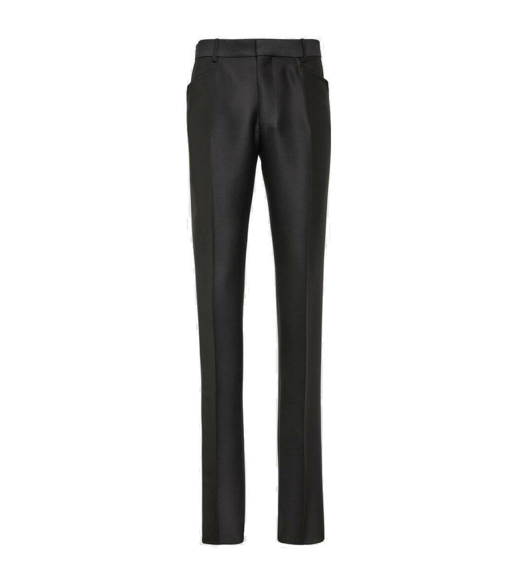 Men's Stylish Pleated Grey Atticus Classic Fit Wool Pant unhemmed unfinished bottom