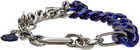 Alexander McQueen Silver & Blue Chrome Chain Bracelet