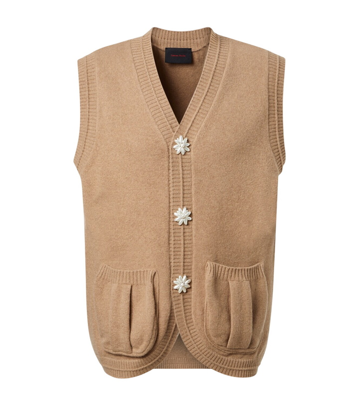 Photo: Simone Rocha Faux pearl-embellished wool-blend vest