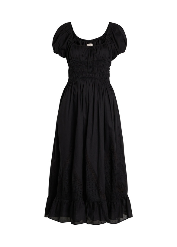 Photo: Faithfull The Brand Sunniva Panelled Cotton Midi Dress Black