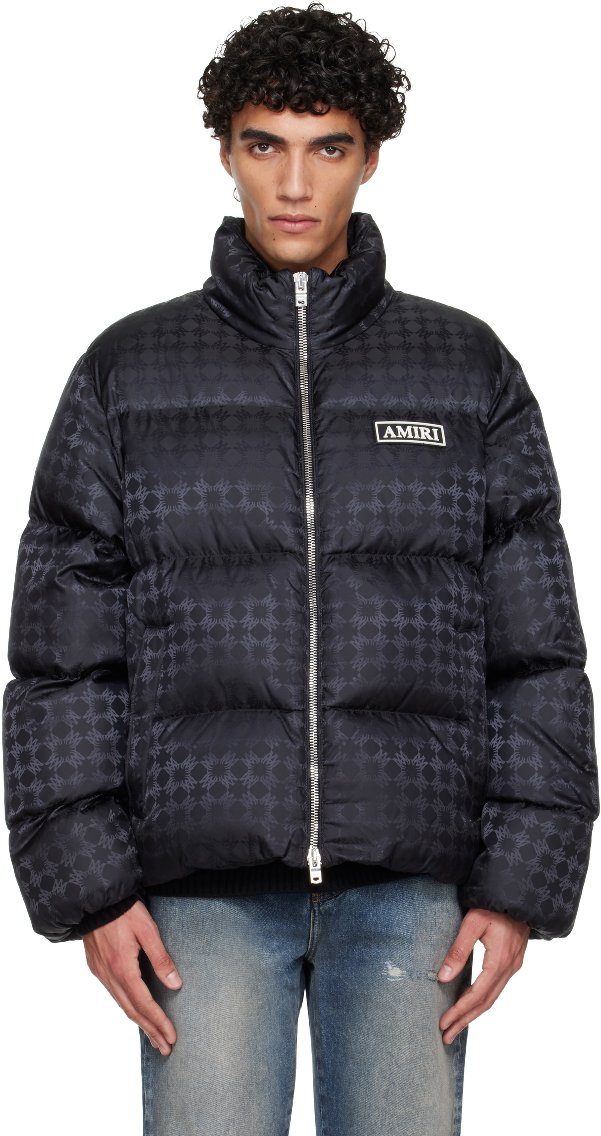 AMIRI: Black MA Quad Jacquard Down Jacket | SSENSE
