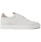 Brunello Cucinelli - Leather-Trimmed Brushed-Suede Sneakers - White