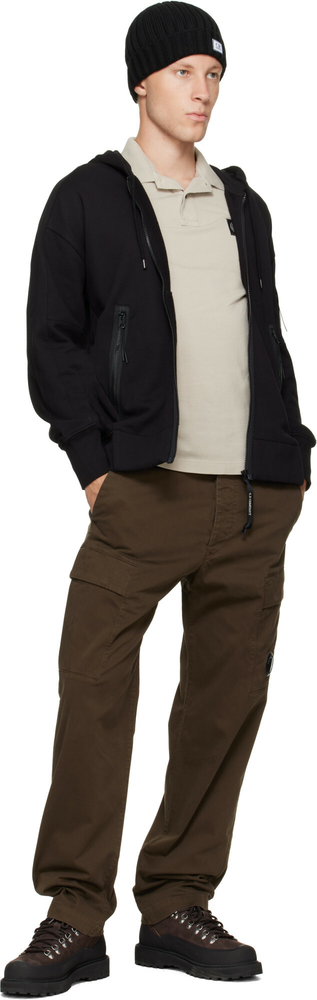 C.P. Company Khaki Stretch Sateen Regular Cargo Pants