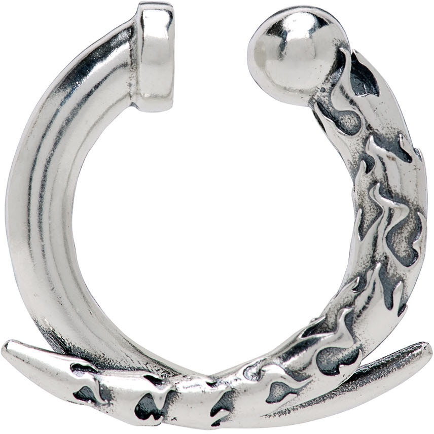 Kusikohc SSENSE Exclusive Silver Engraved Single Ear Cuff