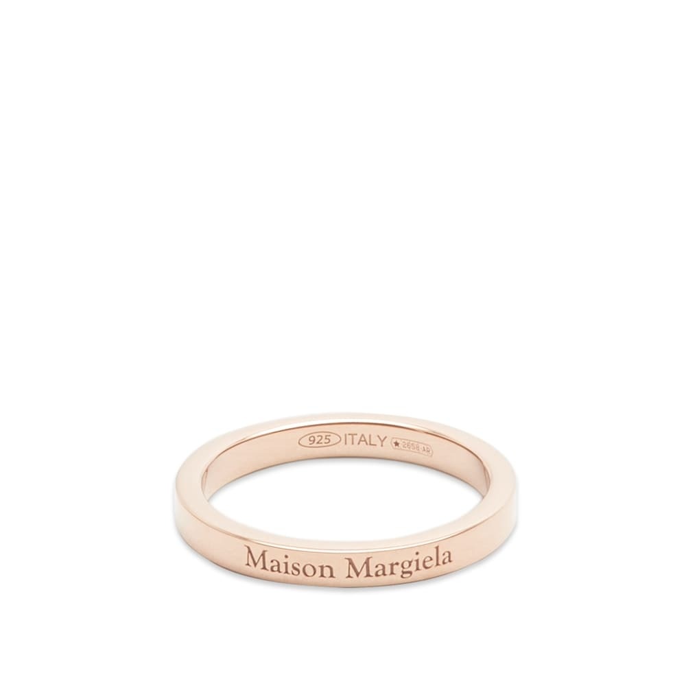 Photo: Maison Margiela Men's Text Logo Slim Band Ring in Rose Gold
