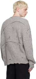 HELIOT EMIL Gray Distressed Sweater