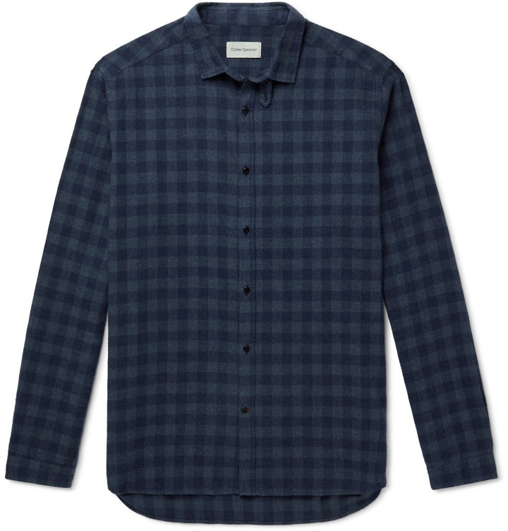 Photo: OLIVER SPENCER - Clerkenwell Checked Brushed Cotton-Flannel Shirt - Blue