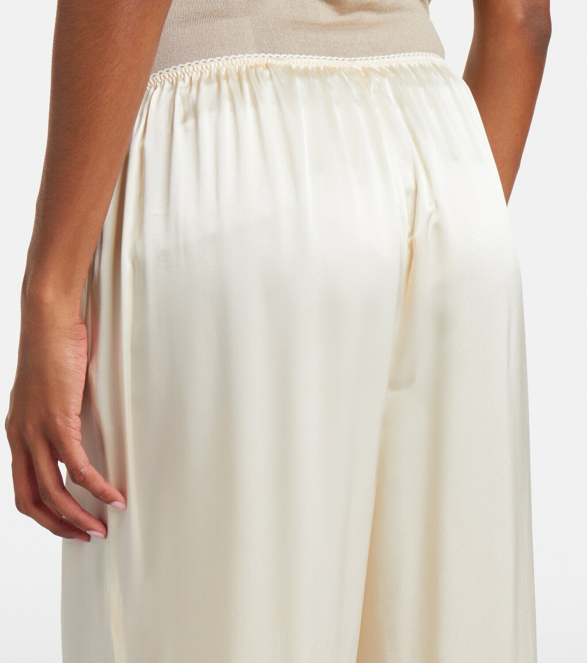 Dôen Lavon fringed silk satin wide-leg pants
