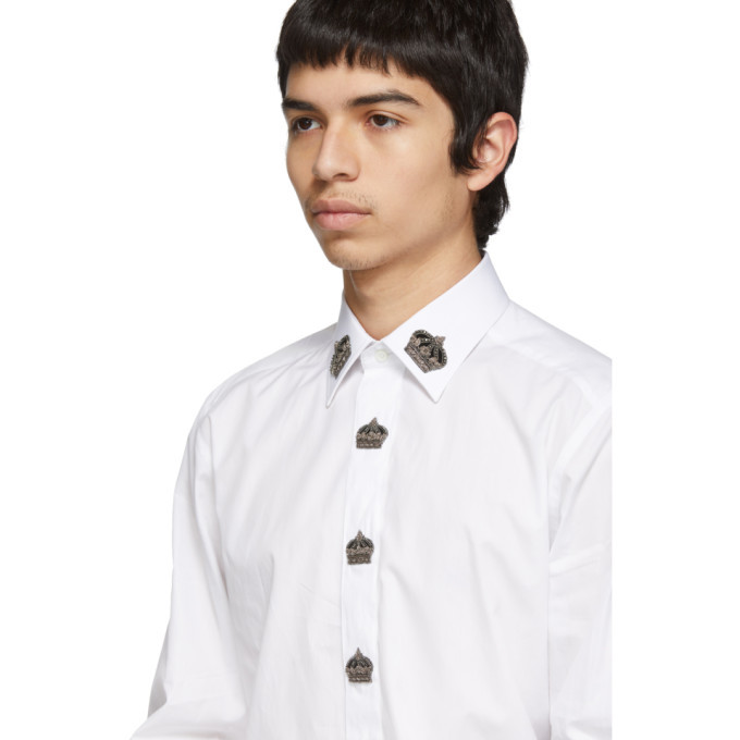 Dolce & Gabbana White Cotton GOLD Long Sleeves Formal Shirt